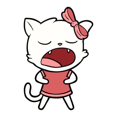 vektör çizim karikatür esneme kedi