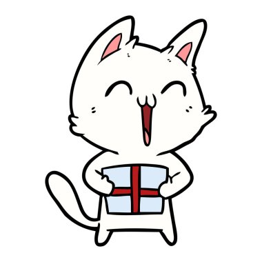 vektör çizim karikatür mutlu kedi