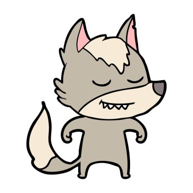 vektör çizim dostu karikatür kurt