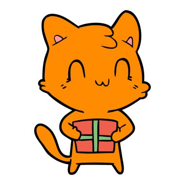 vektör çizim karikatür mutlu kedi