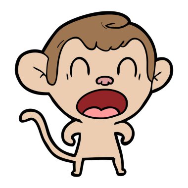 bağırarak karikatür maymun vektör çizim