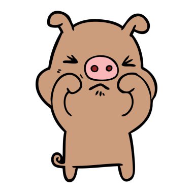 vektör çizim karikatür huysuz domuz