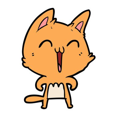 vektör çizim karikatür mutlu kedi