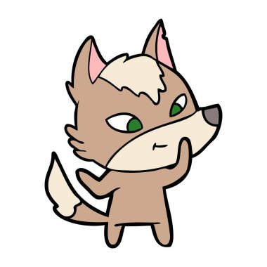 vektör çizim dostu karikatür kurt