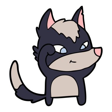 vektör çizim dostu karikatür kurt