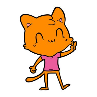 vektör çizim karikatür mutlu kedi