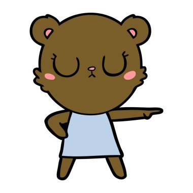 elbise işaret içinde huzurlu karikatür ayı