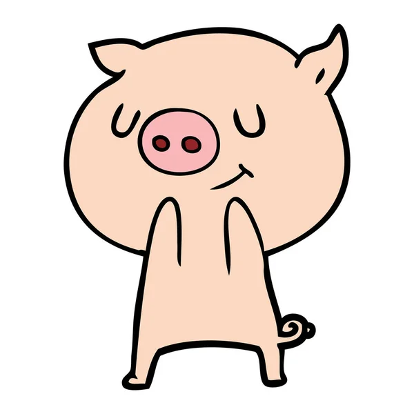 Vector Illustration Happy Cartoon Pig — Stock Vector