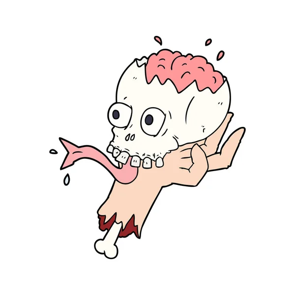 Cartoon Halloween Skull Zombie Hand — Stock Vector
