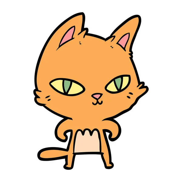 Vector Ilustración Dibujos Animados Gato Mirando — Vector de stock