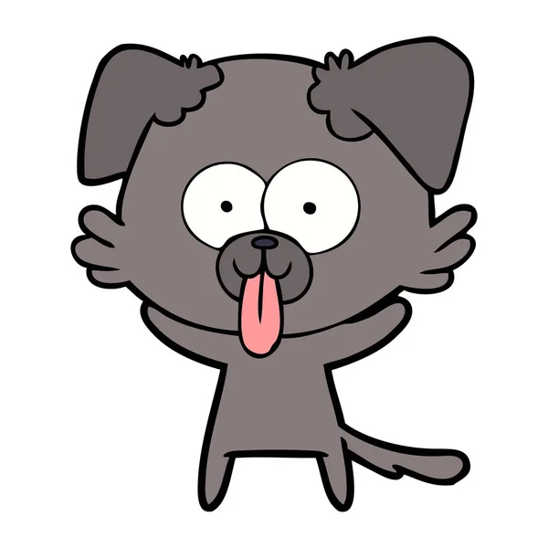 Perro Dibujos Animados Con Lengua Sobresaliendo — Vector de stock