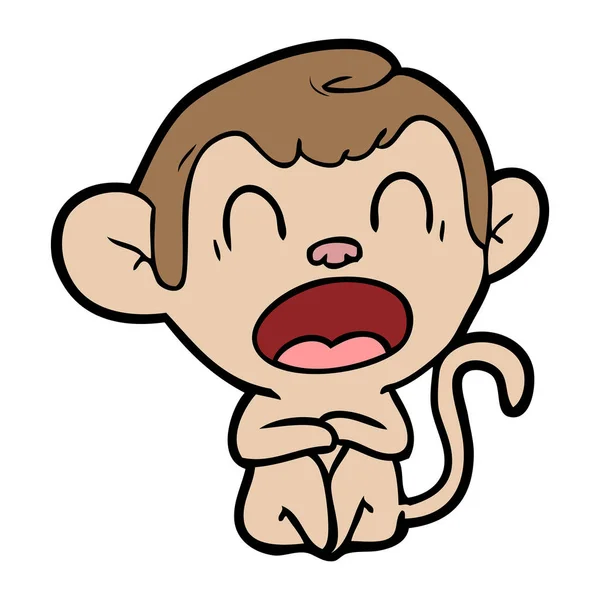 Vektor Illustration Des Gähnenden Cartoon Affen — Stockvektor