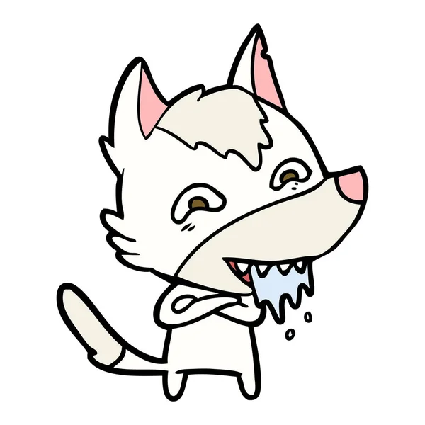 Vector Illustration Cartoon Hungry Wolf — Stock Vector