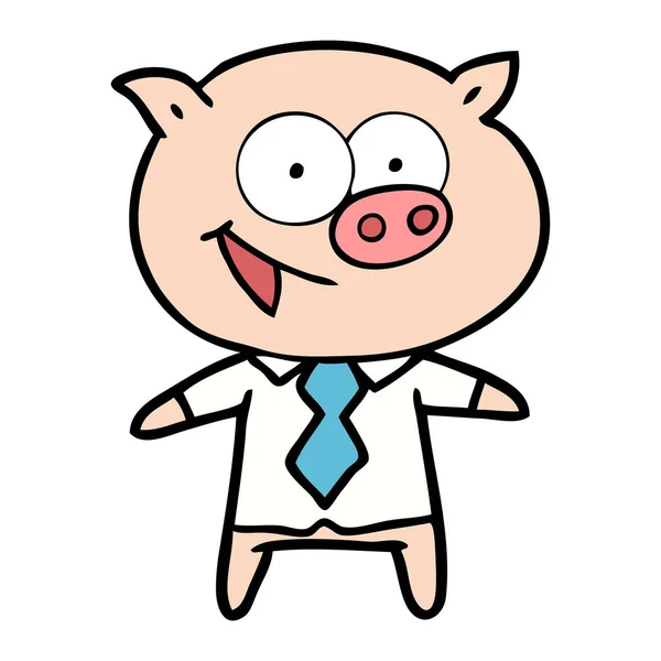 Ilustração Vetorial Desenhos Animados Porco Alegre — Vetor de Stock
