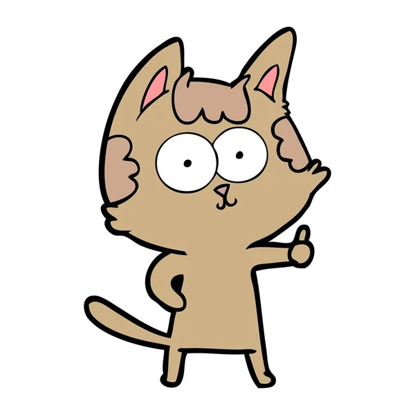 Vectorillustratie Van Happy Cartoon Kat — Stockvector