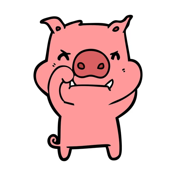 Illustration Vectorielle Cochon Dessin Animé Colère — Image vectorielle