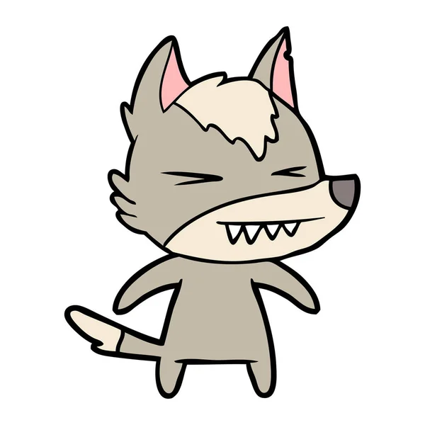 怒っているオオカミ漫画のベクトル イラスト — ストックベクタ