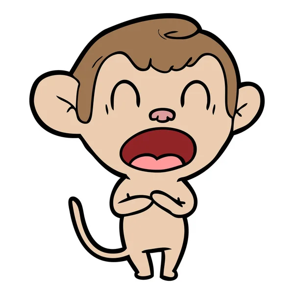 Ilustração Vetorial Bocejo Dos Desenhos Animados Macaco — Vetor de Stock