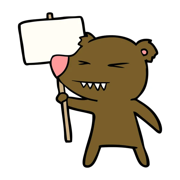 Urso Zangado Desenhos Animados Protestando — Vetor de Stock