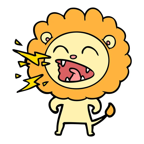 Illustration Vectorielle Lion Rugissant Bande Dessinée — Image vectorielle