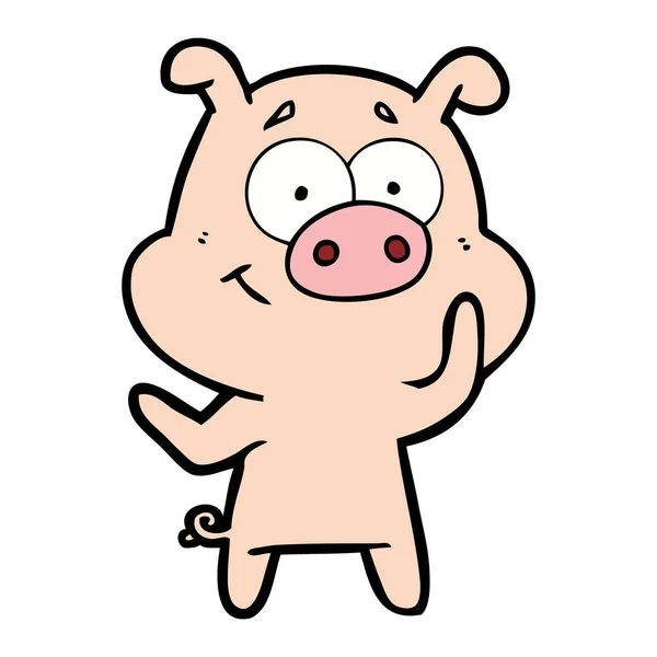 Illustration Vectorielle Cochon Heureux Dessin Animé — Image vectorielle