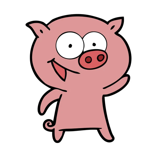 陽気な豚漫画のベクトル イラスト — ストックベクタ