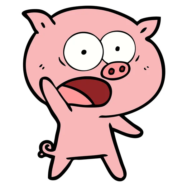 Vector Illustration Cartoon Pig Shouting — Stock Vector