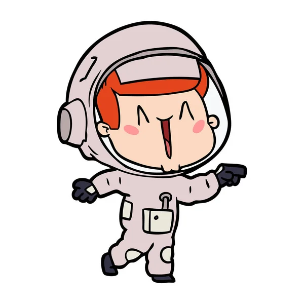 Happy Cartoon Astronaut Wijzen — Stockvector