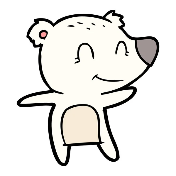 Sorridente Cartone Animato Orso Polare — Vettoriale Stock