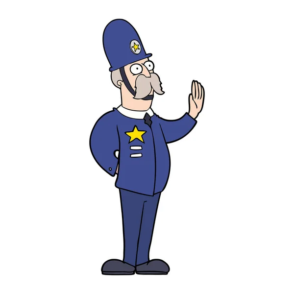 Мультяшний Поліцейський Робить Стоп Жест — стоковий вектор