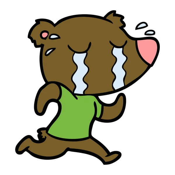 Desenho Animado Chorando Urso Correndo — Vetor de Stock