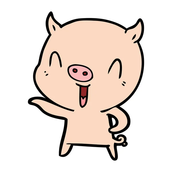 Illustration Vectorielle Cochon Heureux Dessin Animé — Image vectorielle