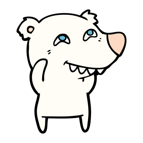 Cartone Animato Orso Polare Che Mostra Denti — Vettoriale Stock
