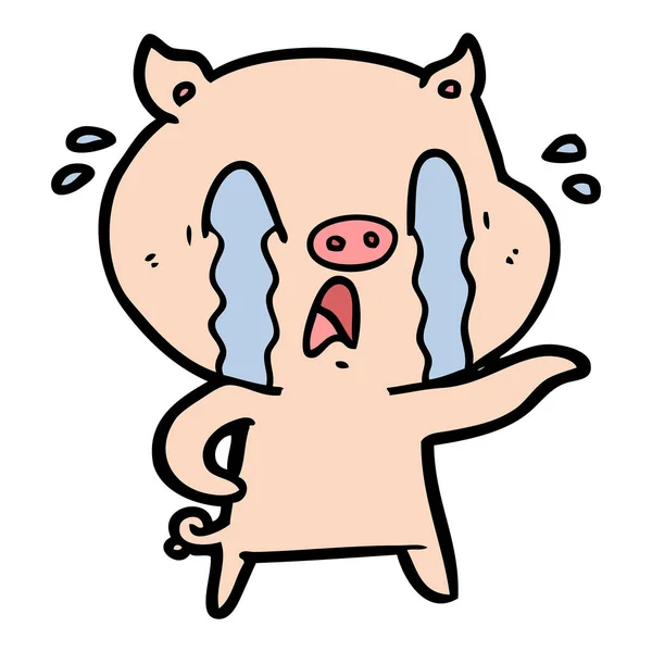 Ilustração Vetorial Desenhos Animados Chorando Porco —  Vetores de Stock