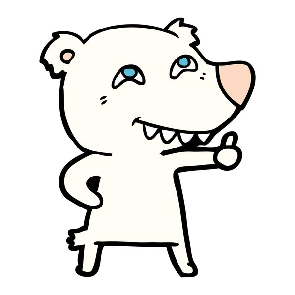 Cartoon Polar Bear Giving Thumbs Sign — Stock Vector