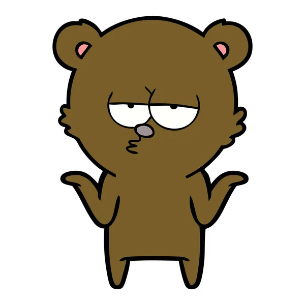 Urso Entediado Desenho Animado Encolher Ombros —  Vetores de Stock