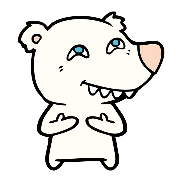 Cartone Animato Orso Polare Che Mostra Denti — Vettoriale Stock