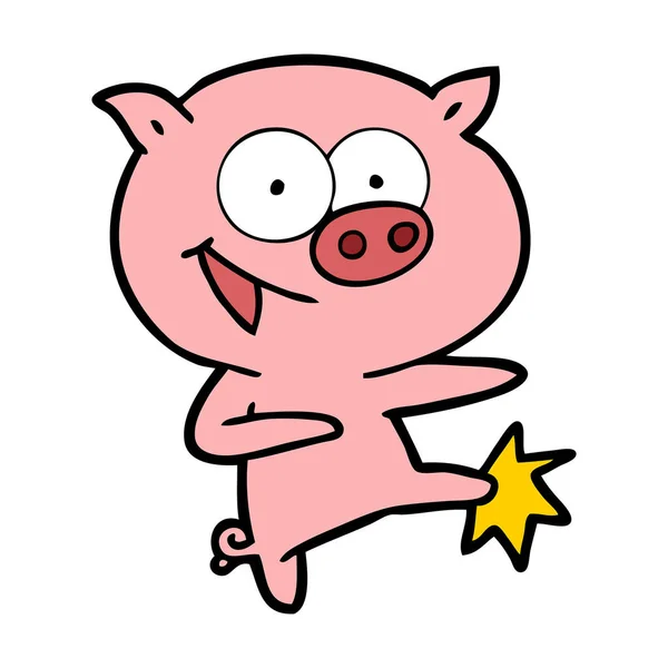 Joyeux Cochon Dansant Dessin Animé — Image vectorielle