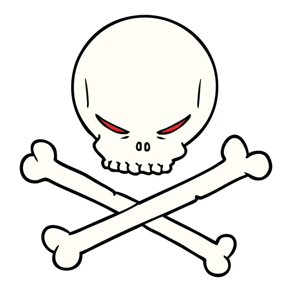 Crâne Bande Dessinée Croisés — Image vectorielle