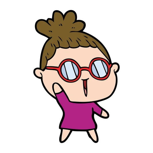 Mujer Dibujos Animados Con Gafas — Archivo Imágenes Vectoriales