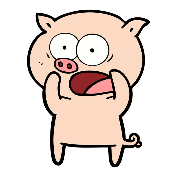 Vector Illustration Cartoon Pig Shouting — Stock Vector