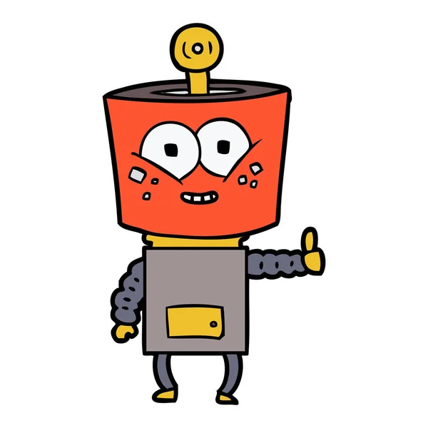 Ilustración Vectorial Del Robot Dibujos Animados Feliz — Archivo Imágenes Vectoriales