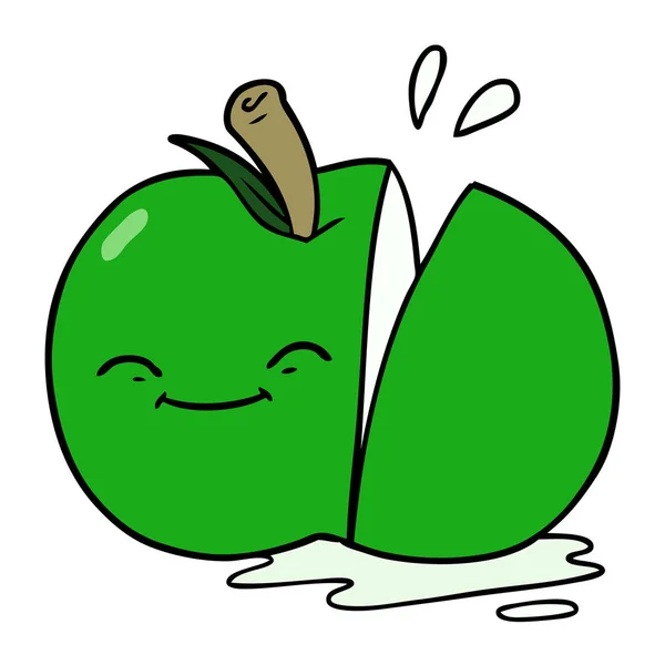 ベクトル漫画のスライスしたリンゴのイラスト — ストックベクタ