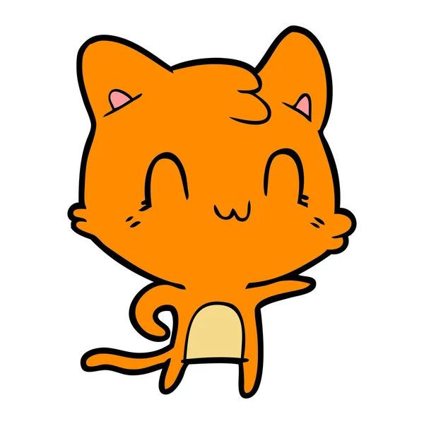 Cartoon Happy Cat Pointing — Stock Vector