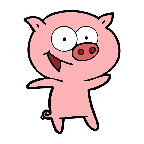 Vector Illustration Cheerful Pig Cartoon — Stock Vector