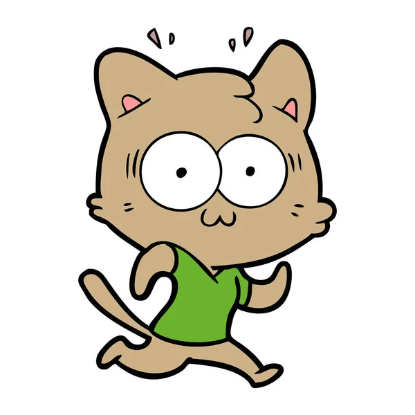 Dessin Animé Chat Surpris Courir — Image vectorielle