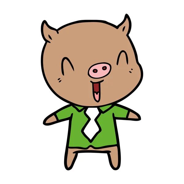 Illustration Vectorielle Cochon Heureux Dessin Animé — Image vectorielle