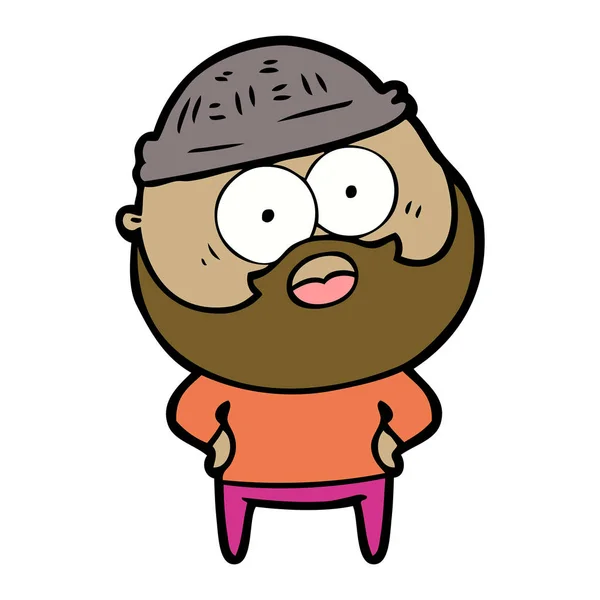 Illustrazione Vettoriale Uomo Barbuto Cartone Animato — Vettoriale Stock