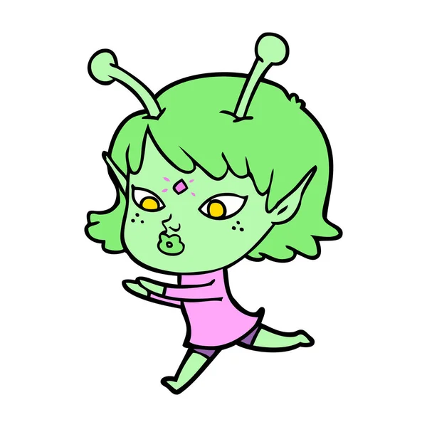Bonita Chica Alienígena Dibujos Animados — Archivo Imágenes Vectoriales