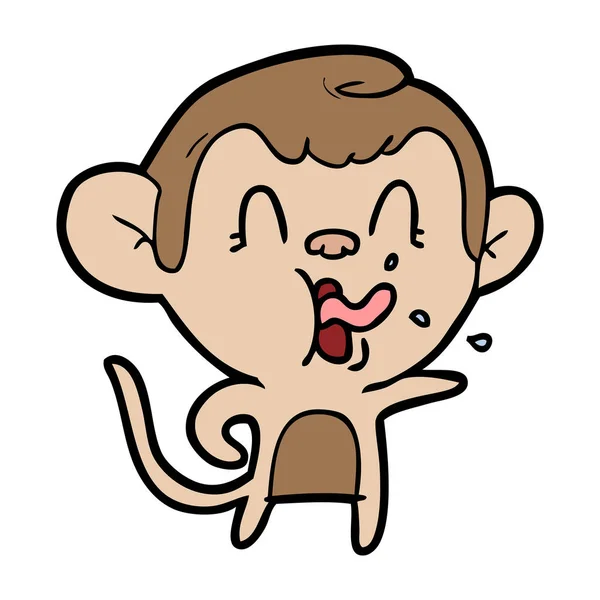 Vector Illustration Crazy Cartoon Monkey — Stock Vector